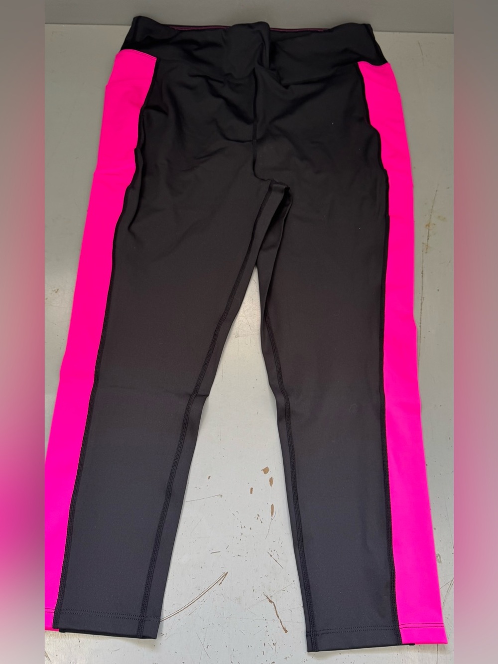 LuLaRoe Black Rise Brave Athletic Leggings Bright Pink Side Panels plus size XXL